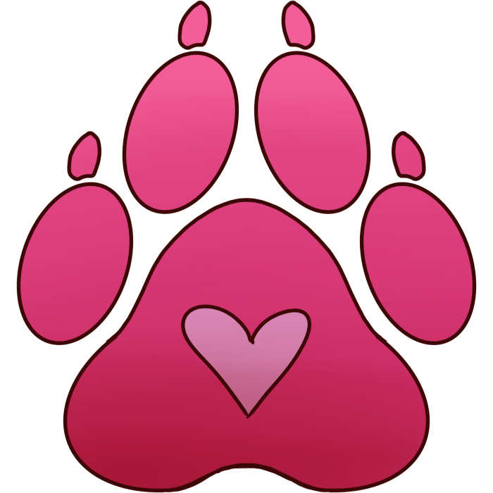 image of a pink paw with a light pink heart on it